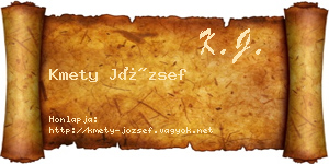 Kmety József névjegykártya
